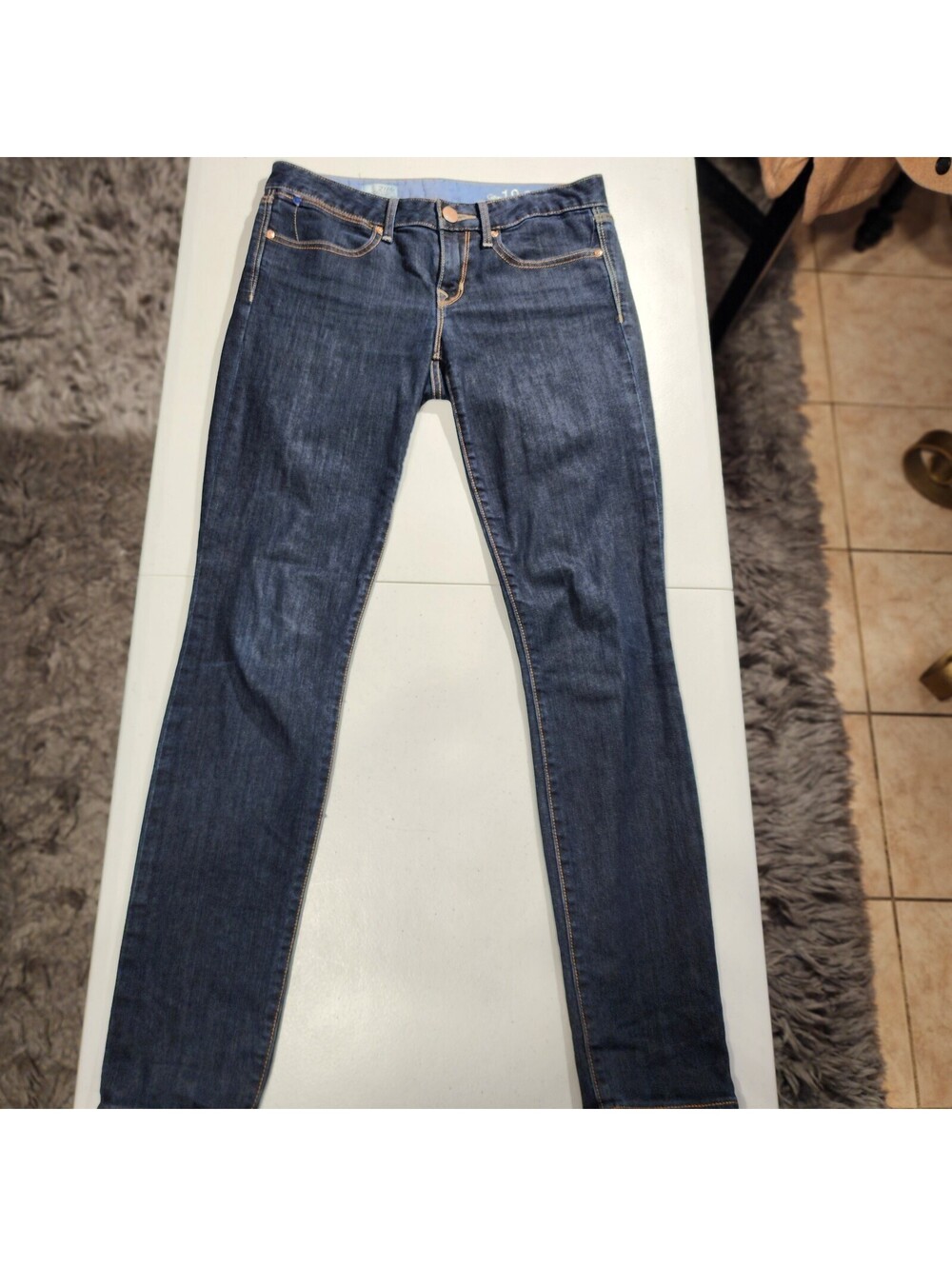 Gap 1969 Skinny Blue Denim Jeans Women Dark Wash Zip Button 5-Pocket Coin Pocket